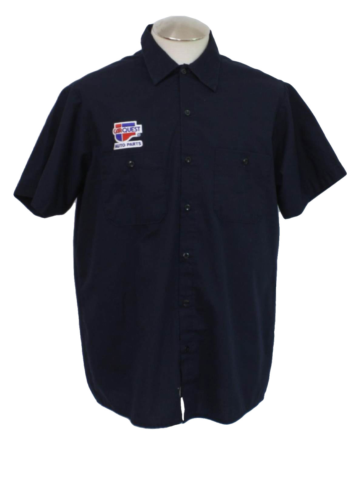 1990's Retro Shirt: 90s -Cintas- Mens navy blue, shortsleeve, polyester ...