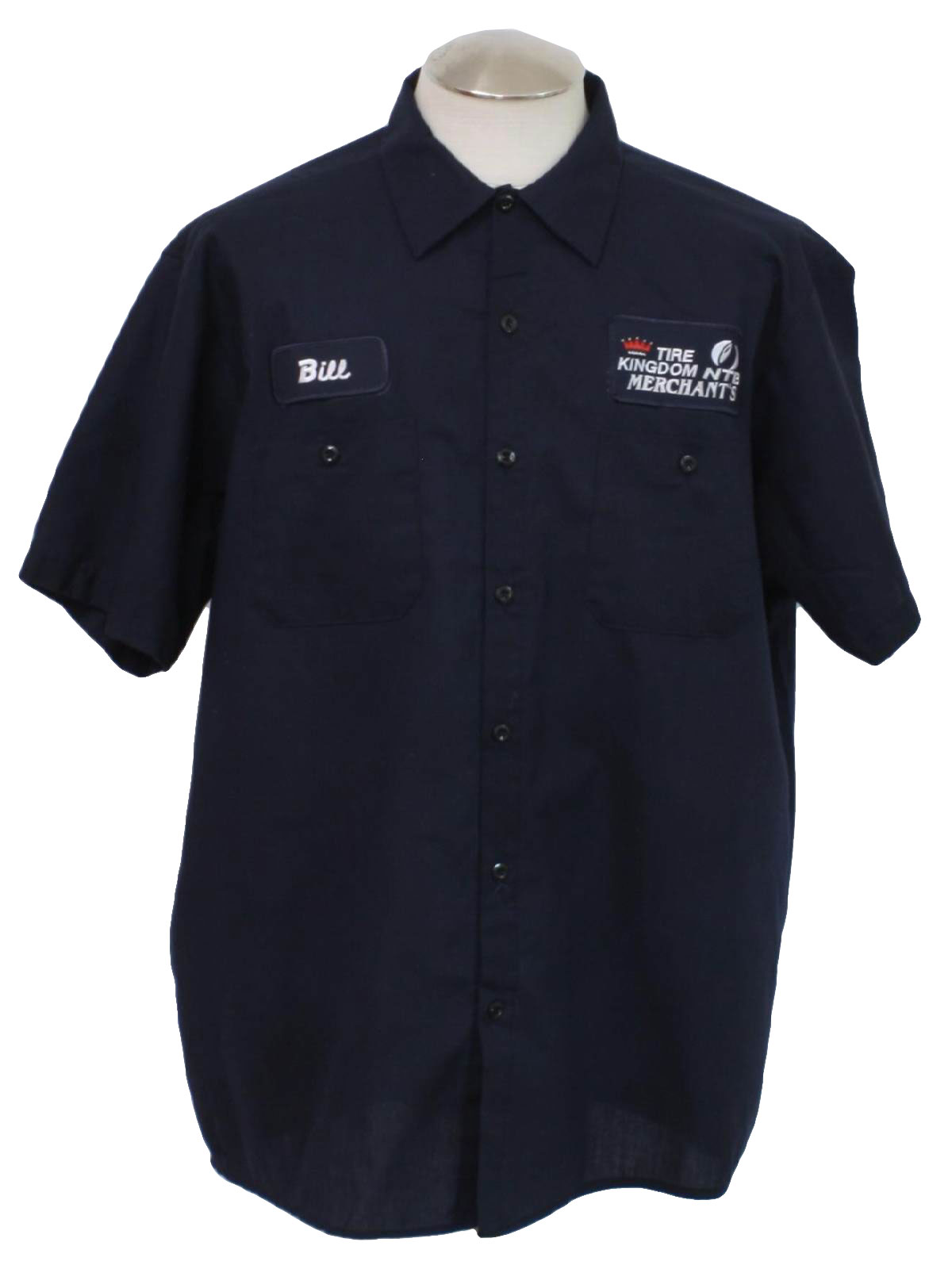 Shirt: 90s -Cintas- Mens dark navy blue, shortsleeve, button front ...