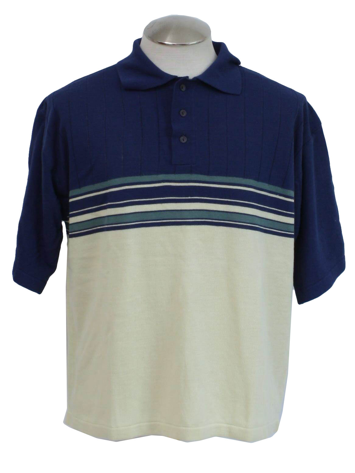 Eighties Diversion Knit Shirt: 80s -Diversion- Mens navy blue, sage ...