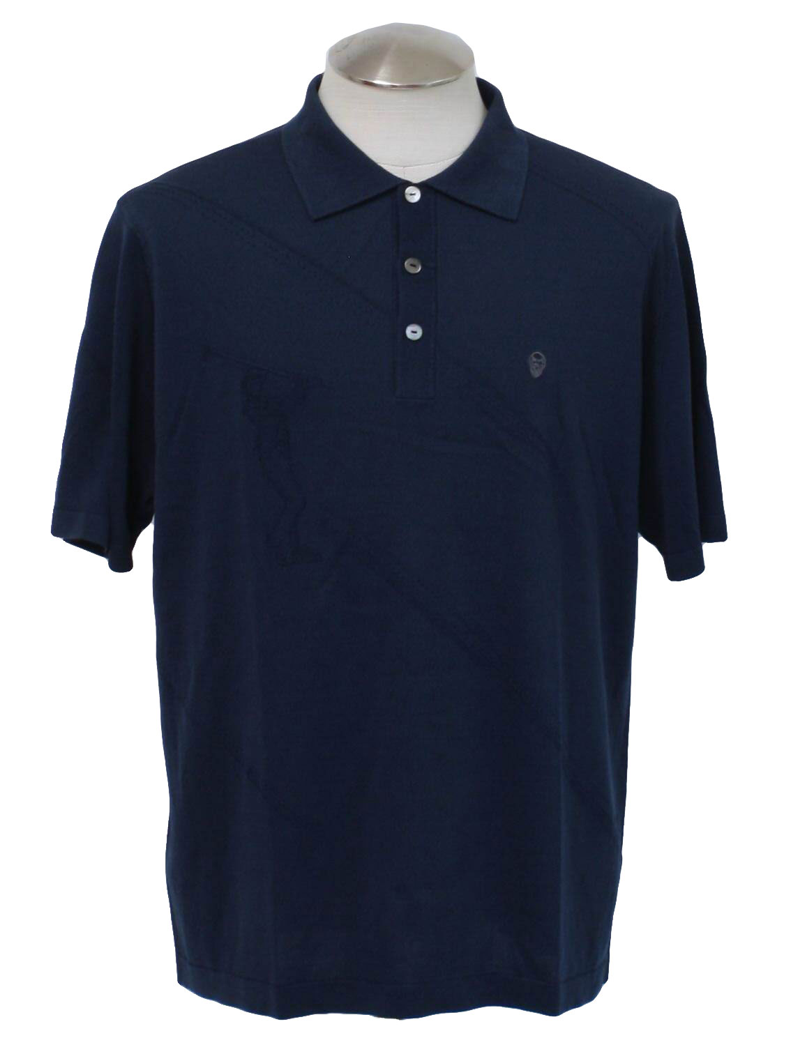 1990's Retro Shirt: 90s -Missing Label- Mens navy blue, shortsleeve ...