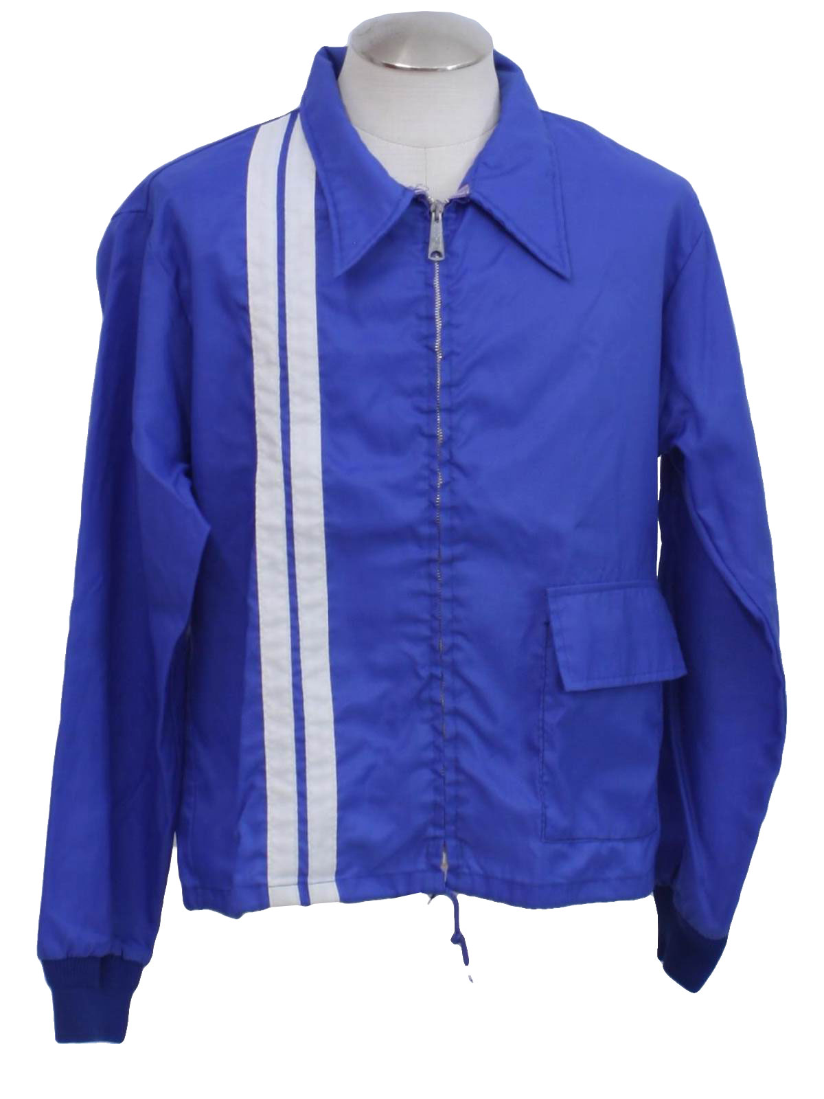 Retro 70's Jacket: 70s -no label- Mens vivid blue and white nylon ...