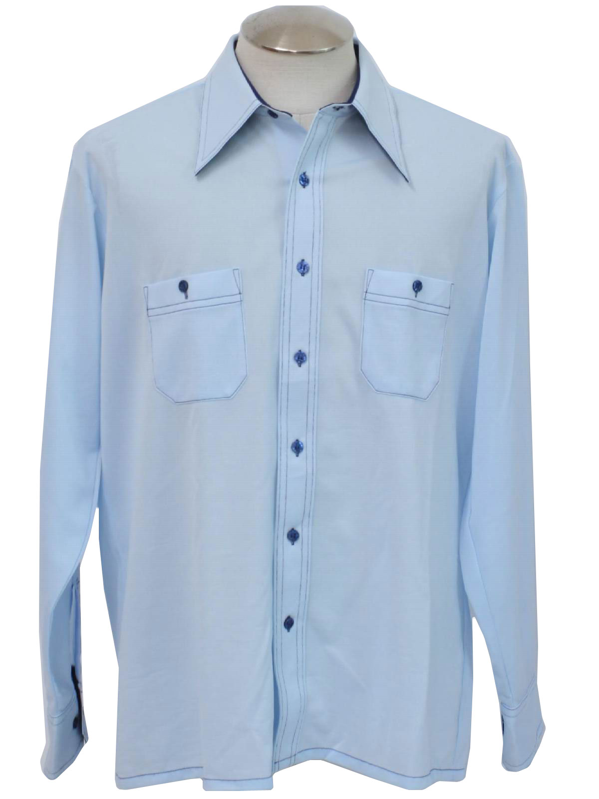 70s Disco Shirt (Arrow Doubler): 70s -Arrow Doubler- Mens light blue ...