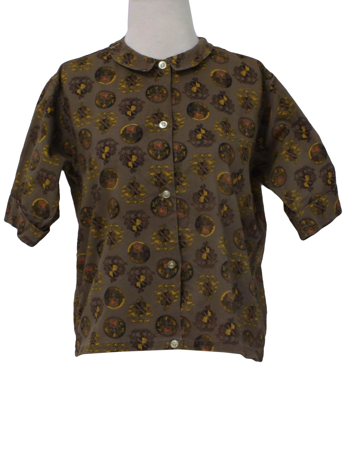 50's Vintage Shirt: Late 50s -Miss Fashionality- Womens brown ...