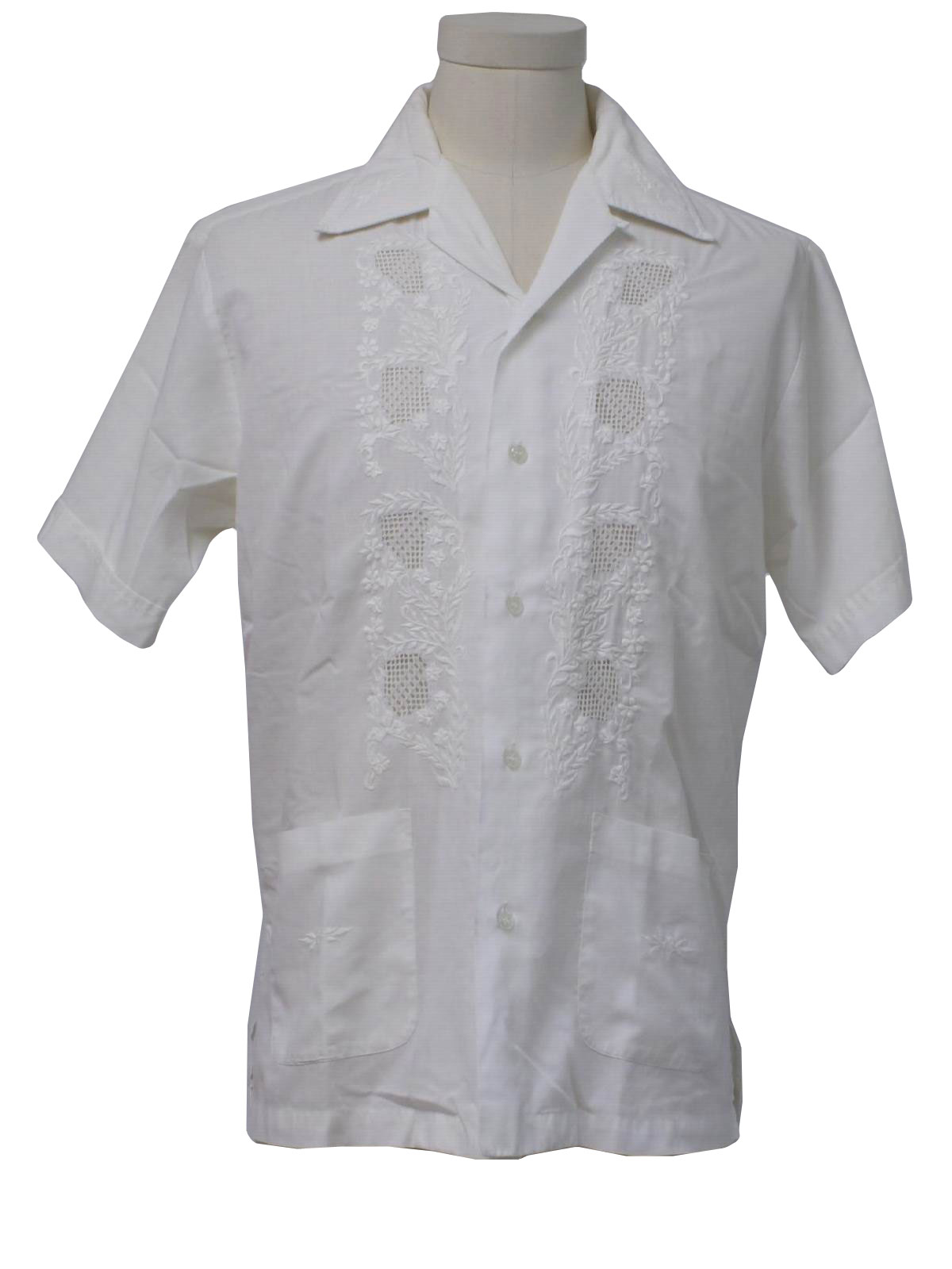 Retro 1970s Guayabera Shirt: 70s -Mr Hawaii- Mens white, short sleeve ...