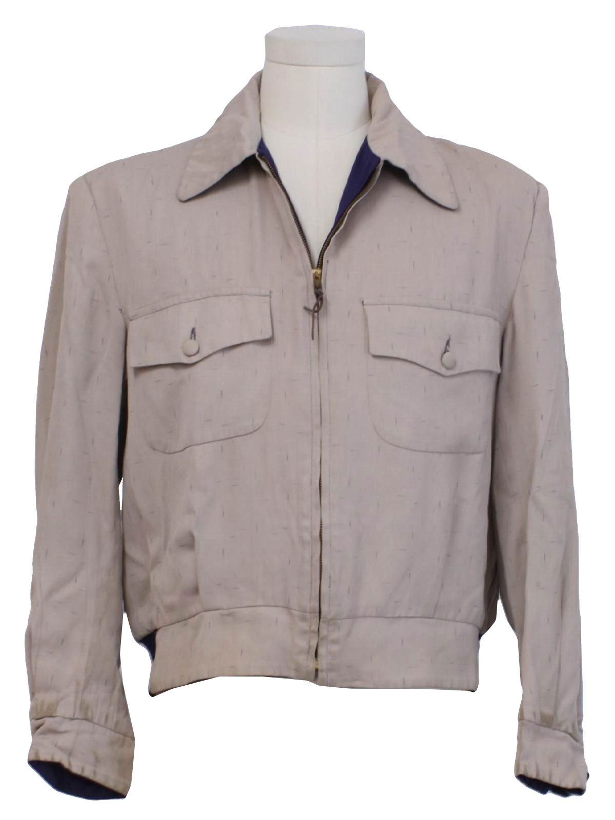 1950's Retro Jacket: 50s -Size Label- Mens taupe background with