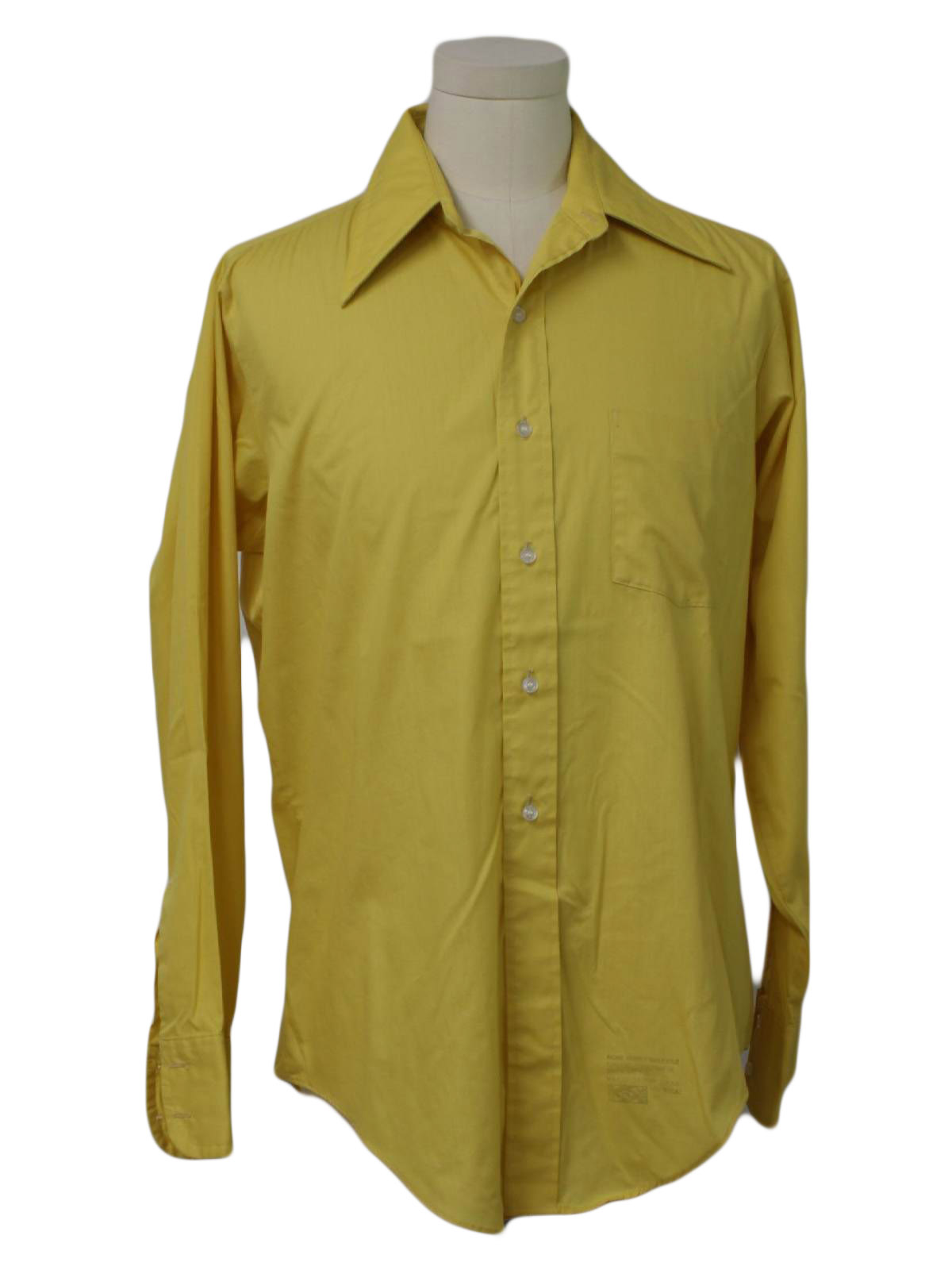 70's Kent Shirt: 70s -Kent- Mens yellow background polyester and cotton ...