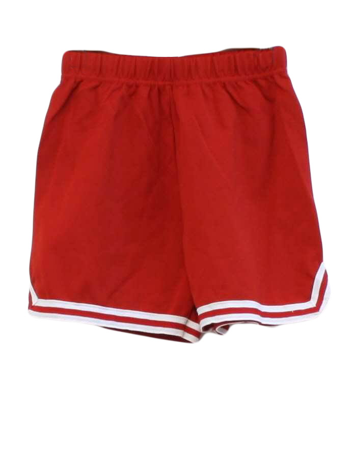 Retro 1980s Shorts: 80s -Athletic Wear- Unisex red background with ...