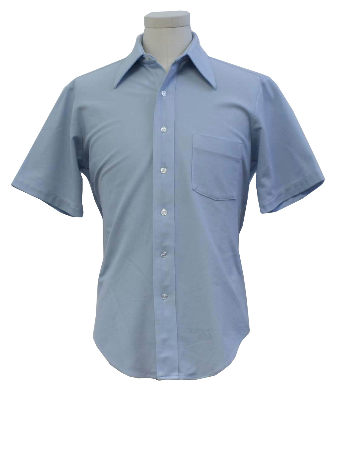 70's Vintage Shirt: 70s -Arrow Knits- Mens light blue lightweight ...
