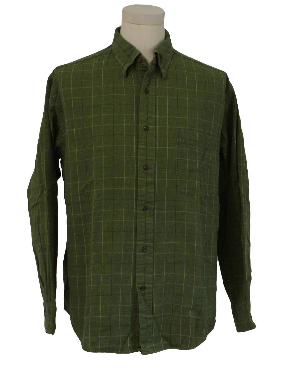 Retro 90's Shirt: 90s -St Johns Bay- Mens soft green with tan and dark ...
