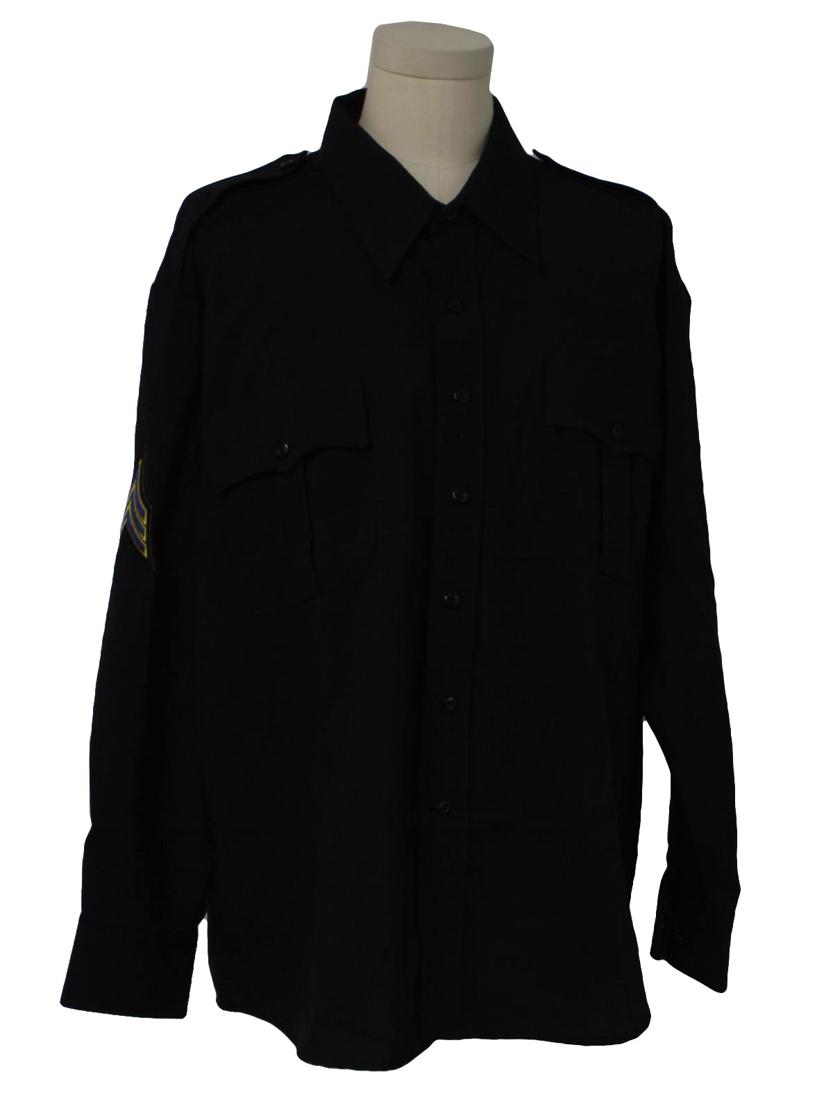 1990s Vintage Shirt: 90s -Law Pro- Mens black, longsleeve, button front ...