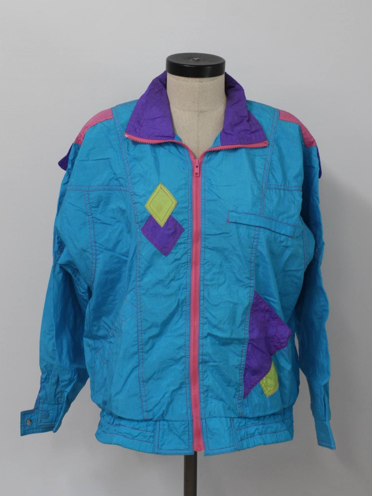 Retro 1980s Jacket 80s Fashion Crossroads Womens teal blue