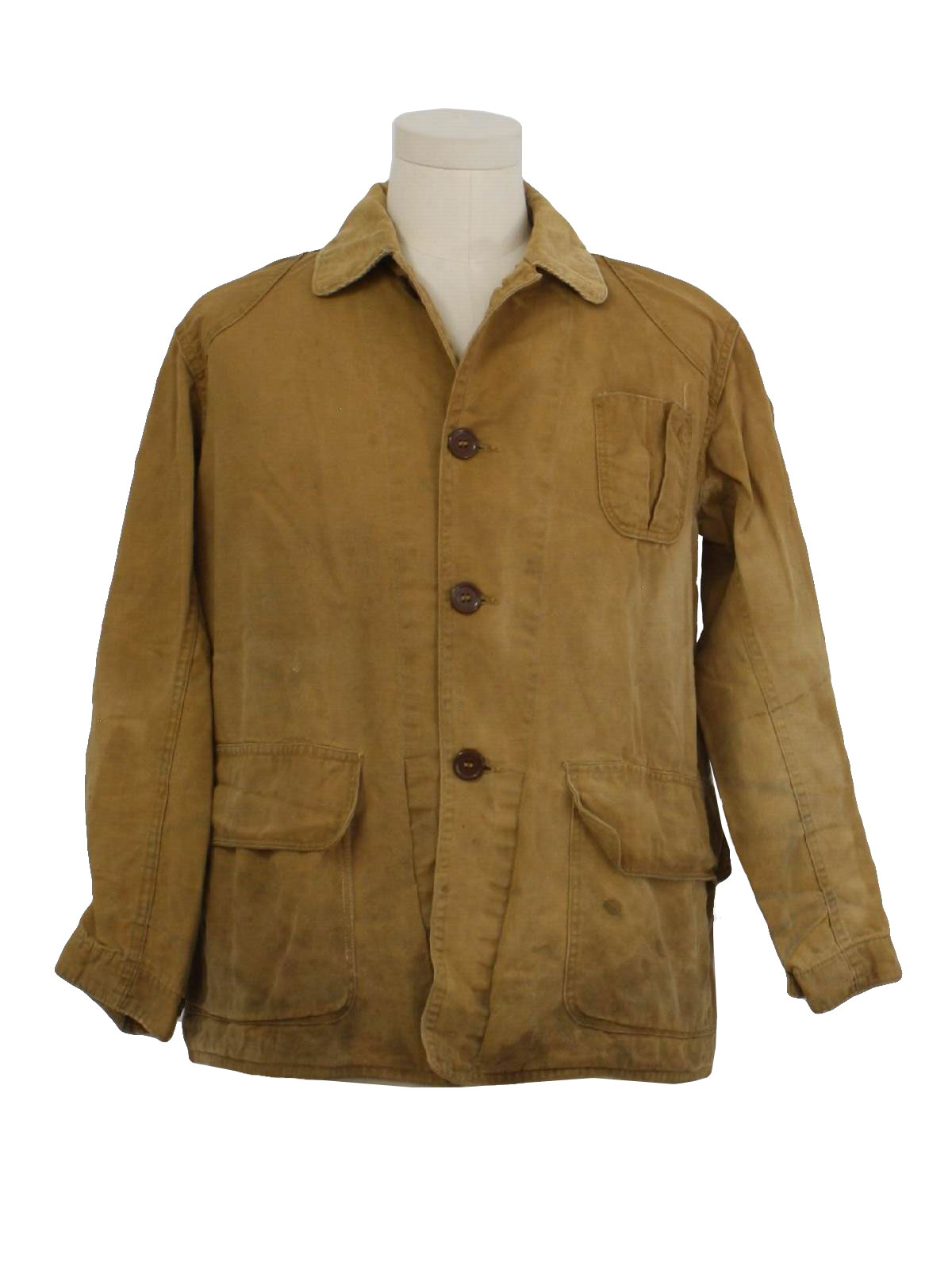 50s Retro Jacket: 50s -no label- Mens tan cotton canvas hunting jacket ...