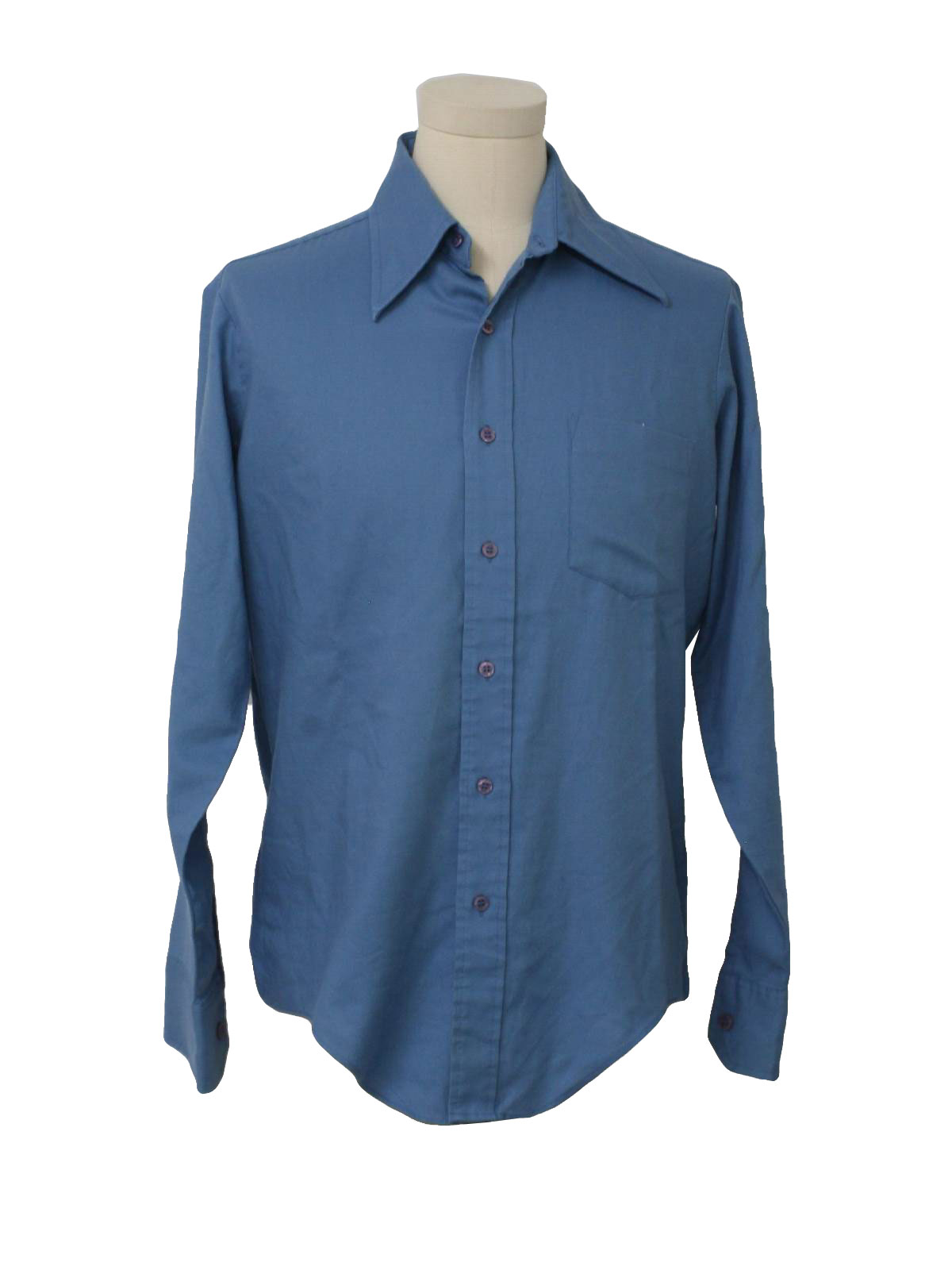 Vintage 1970's Shirt: 70s -Kmart- Mens light blue background polyester ...