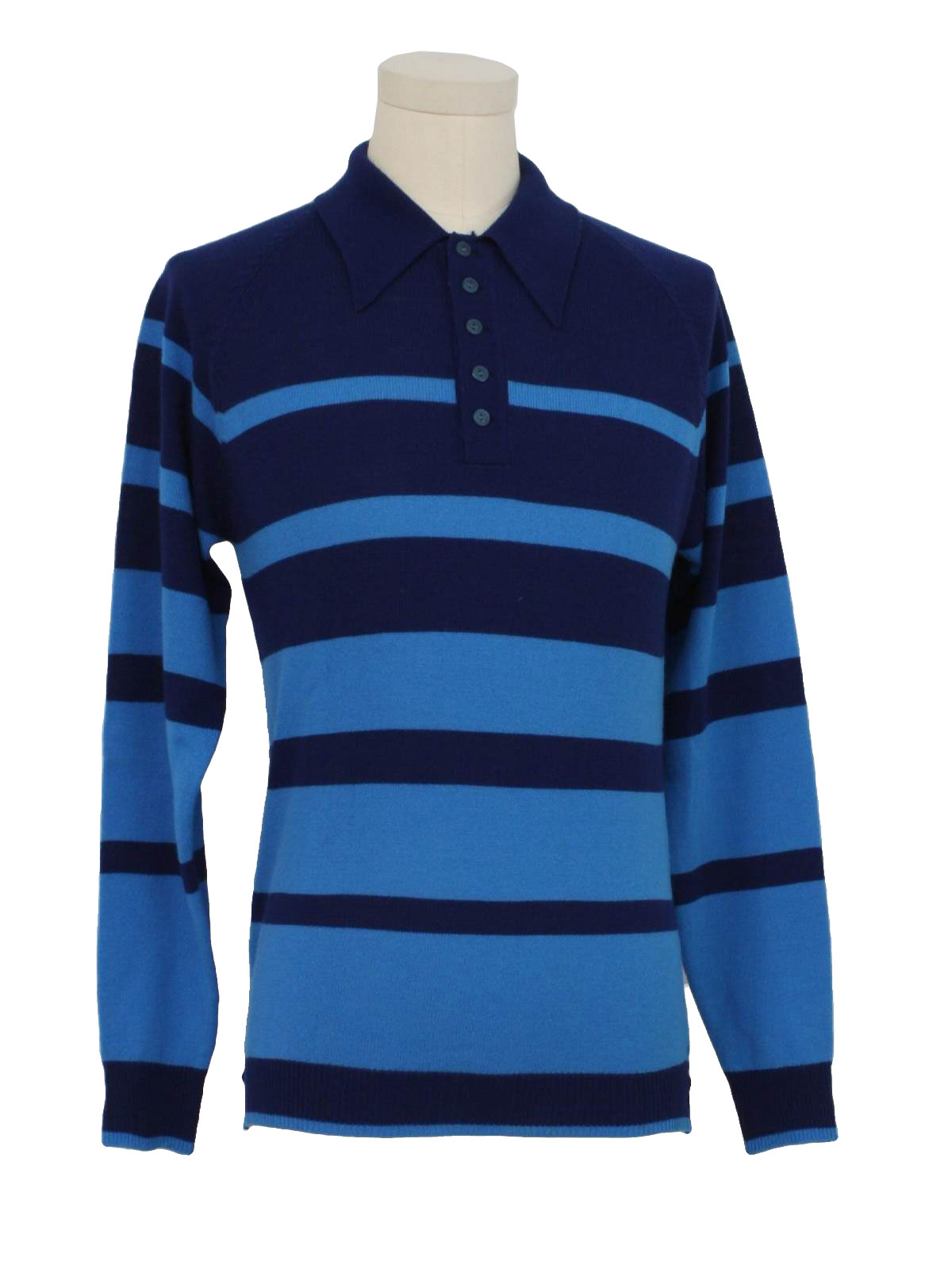 1970's Knit Shirt (Dino Disardi): 70s -Dino Disardi- Mens dark blue and ...