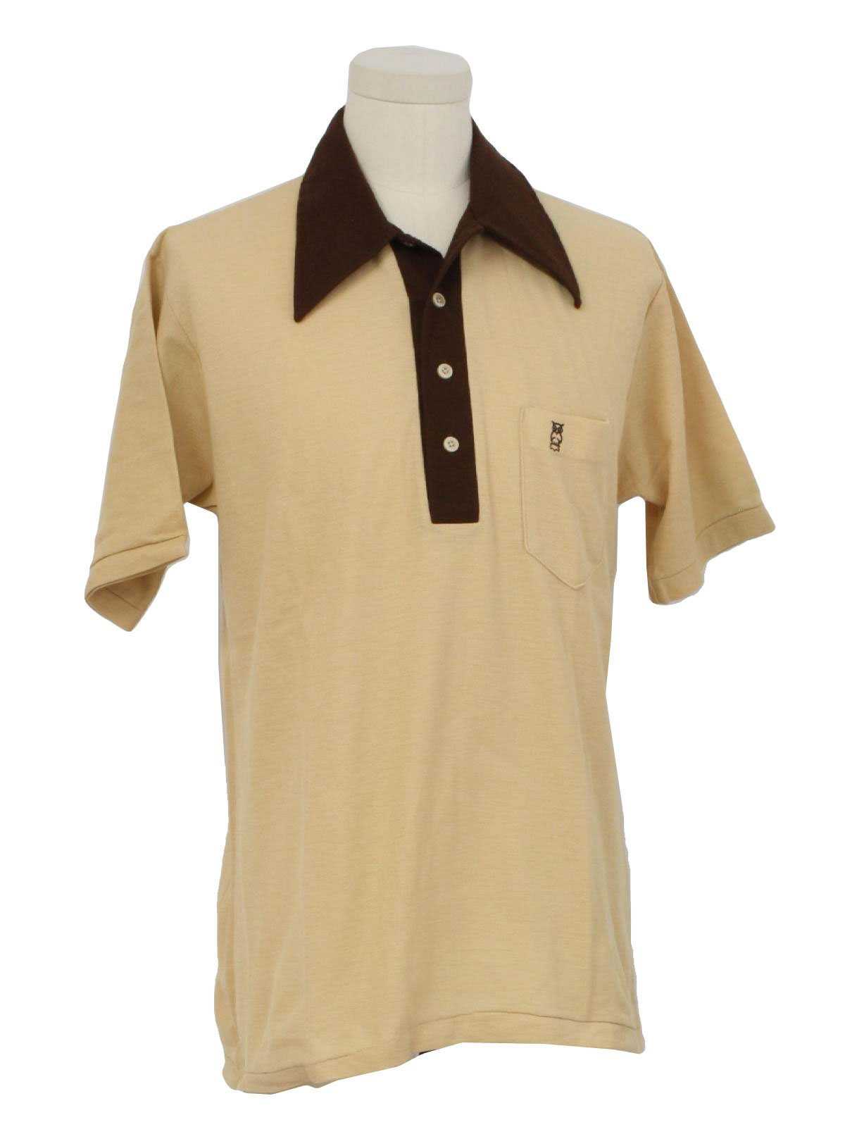 Retro Seventies Shirt: 70s -Care Label Only- Mens tan, pullover ...