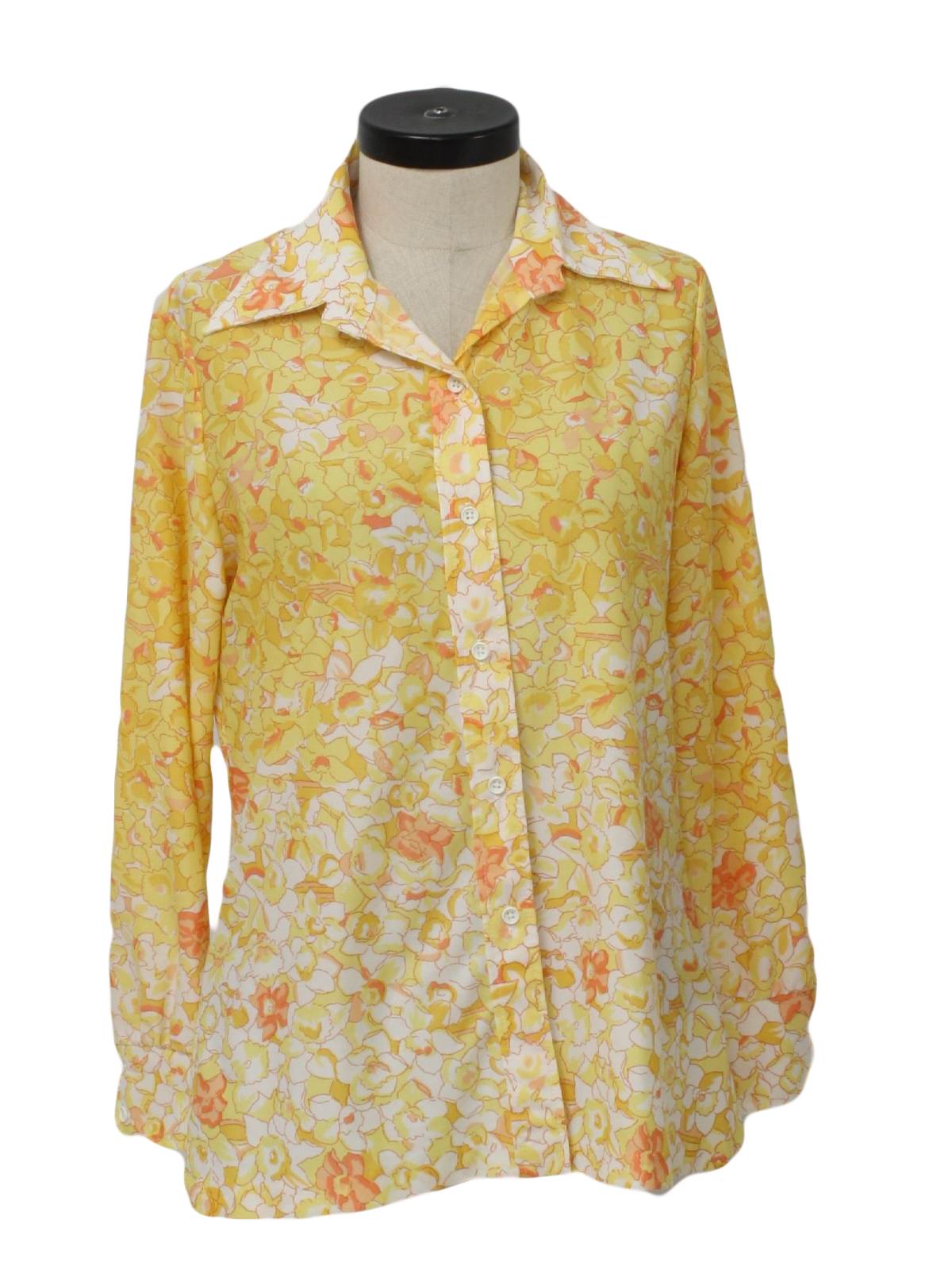 Catalina 70's Vintage Print Disco Shirt: 70s -Catalina- Womens white ...