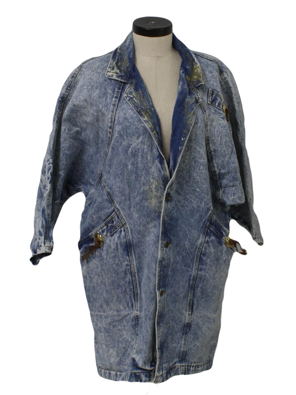 Vintage 1980's Jacket: 80s -Mimi- Womens light blue background acid ...