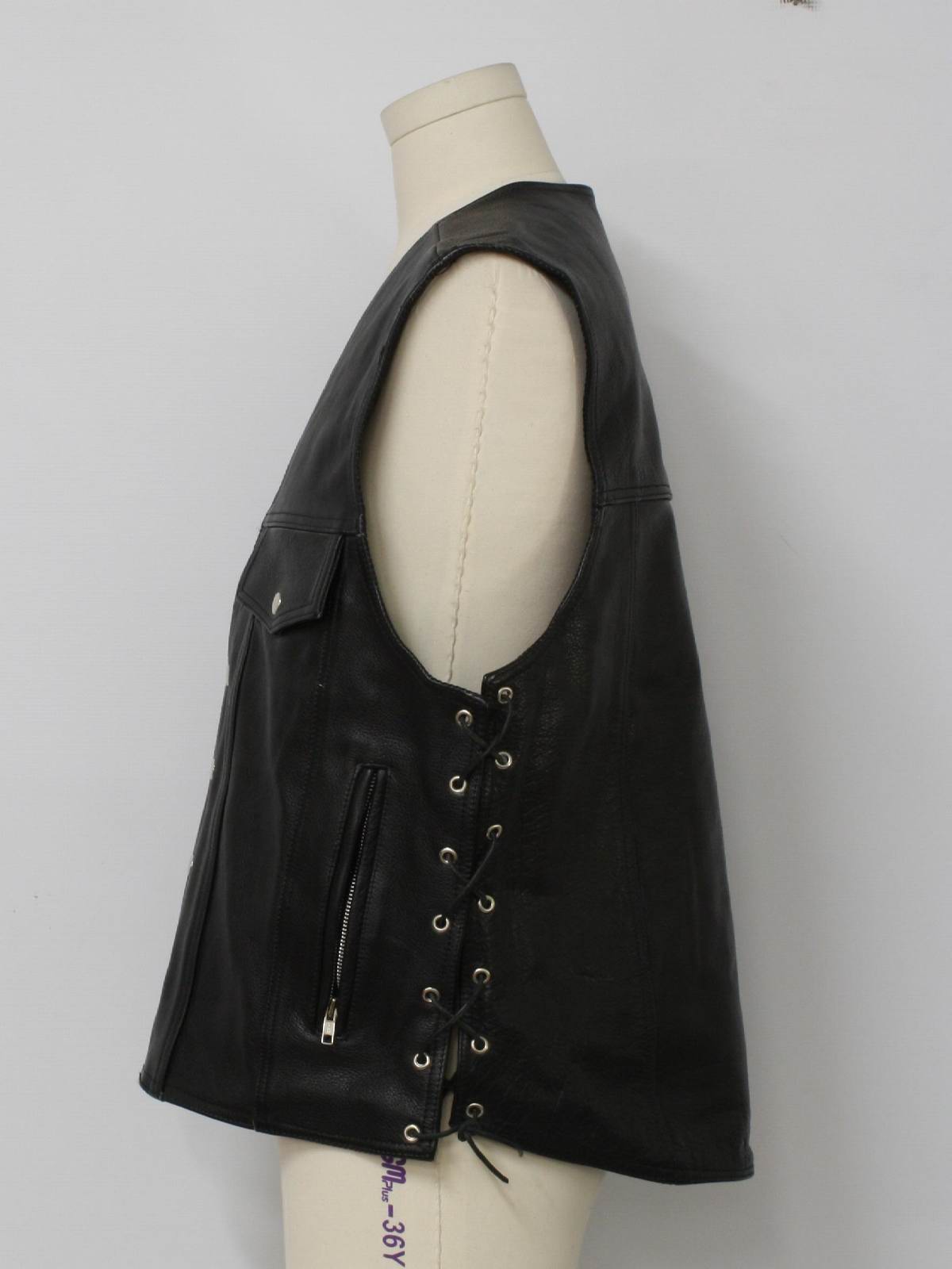 Nineties Vintage Vest: 90s -Unik Premium- Mens black pebble