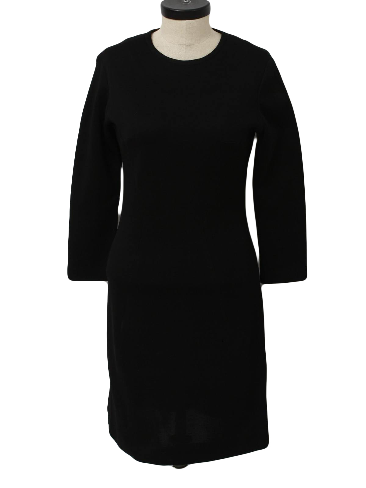 Vintage 60's Dress: 60s -No Label- Womens black acetate blend double ...
