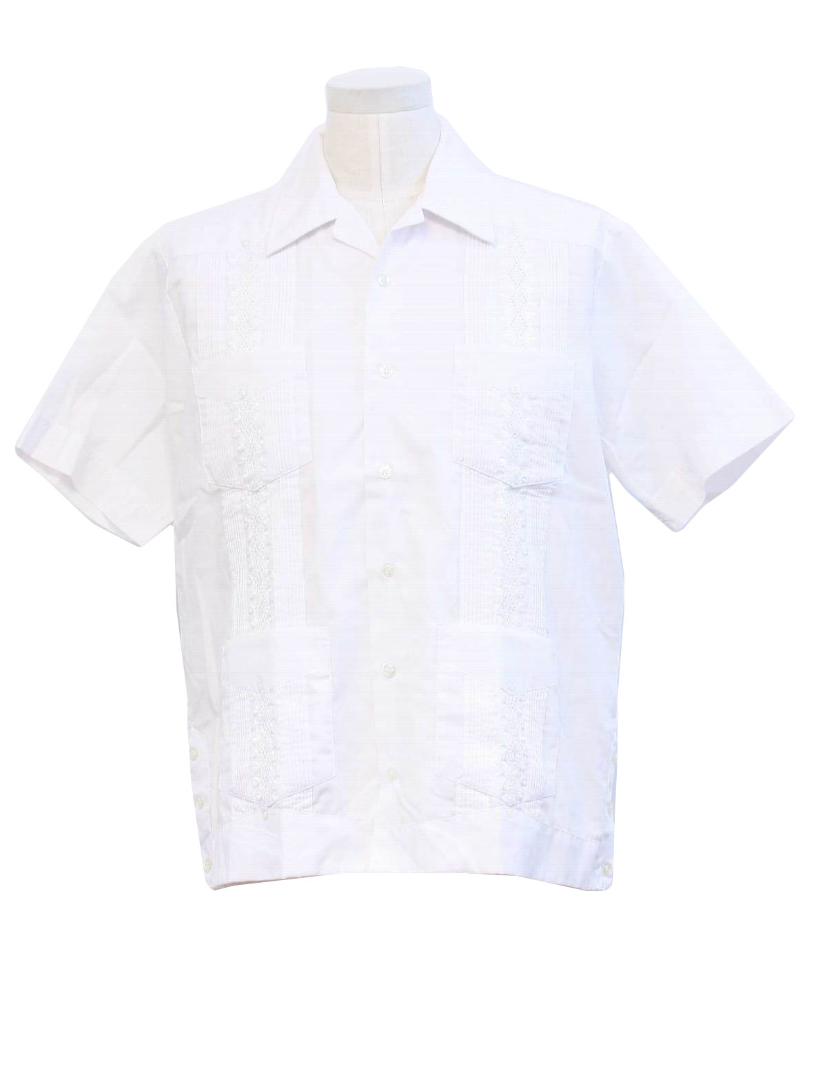 Vintage 1980's Guayabera Shirt: 80s -Barong- Mens white cotton and ...