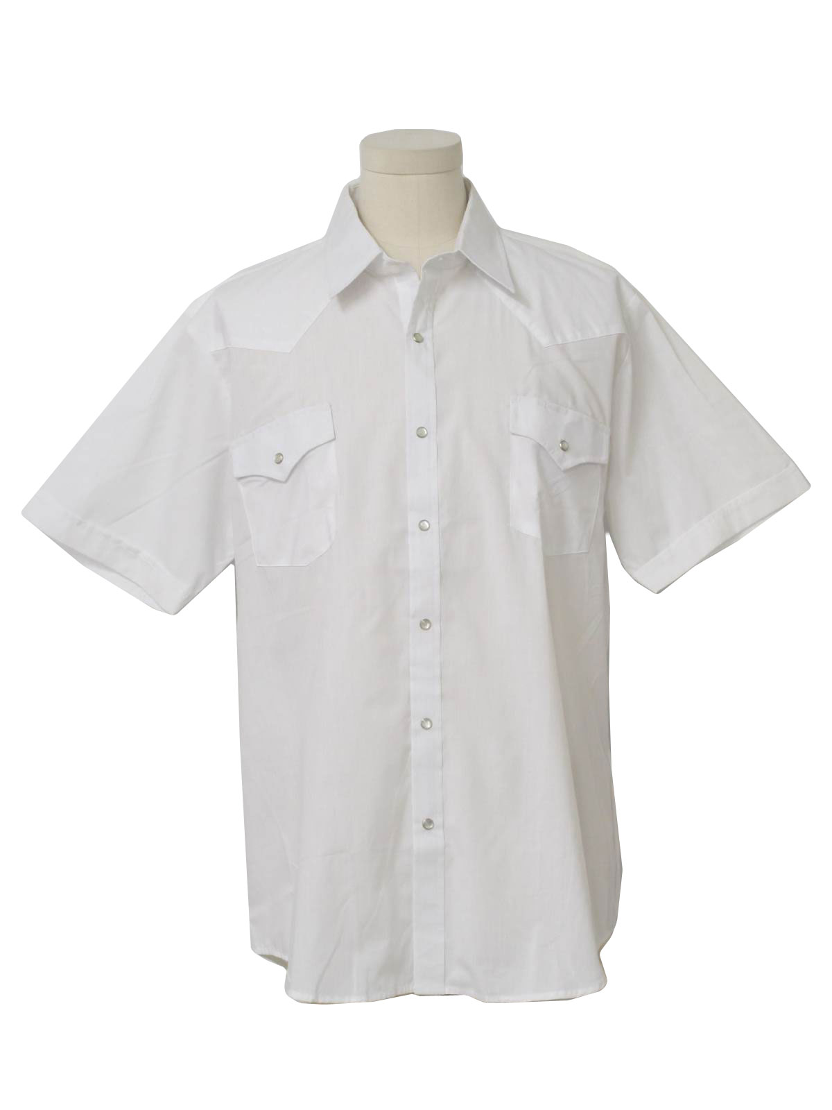 1990's Retro Western Shirt: 90s -Ely Cattleman- Mens white, short ...