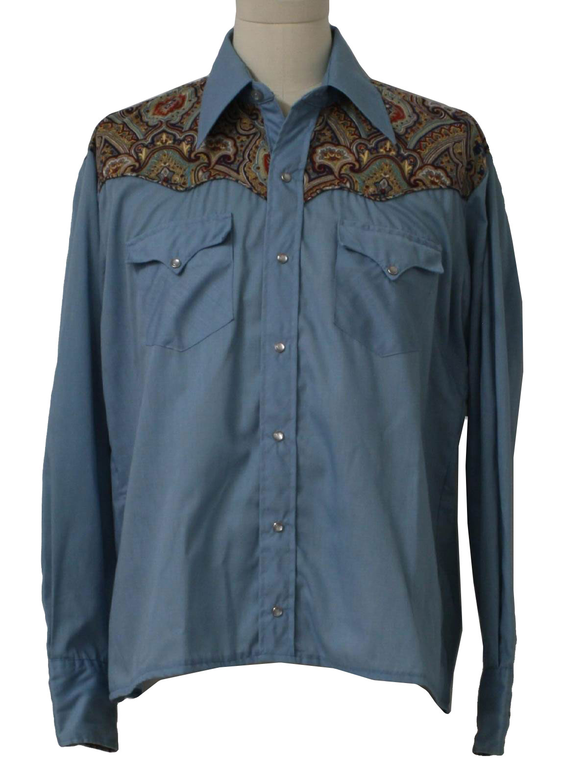 Vintage Karman 1970s Western Shirt: 70s -Karman- Mens dusty blue ...