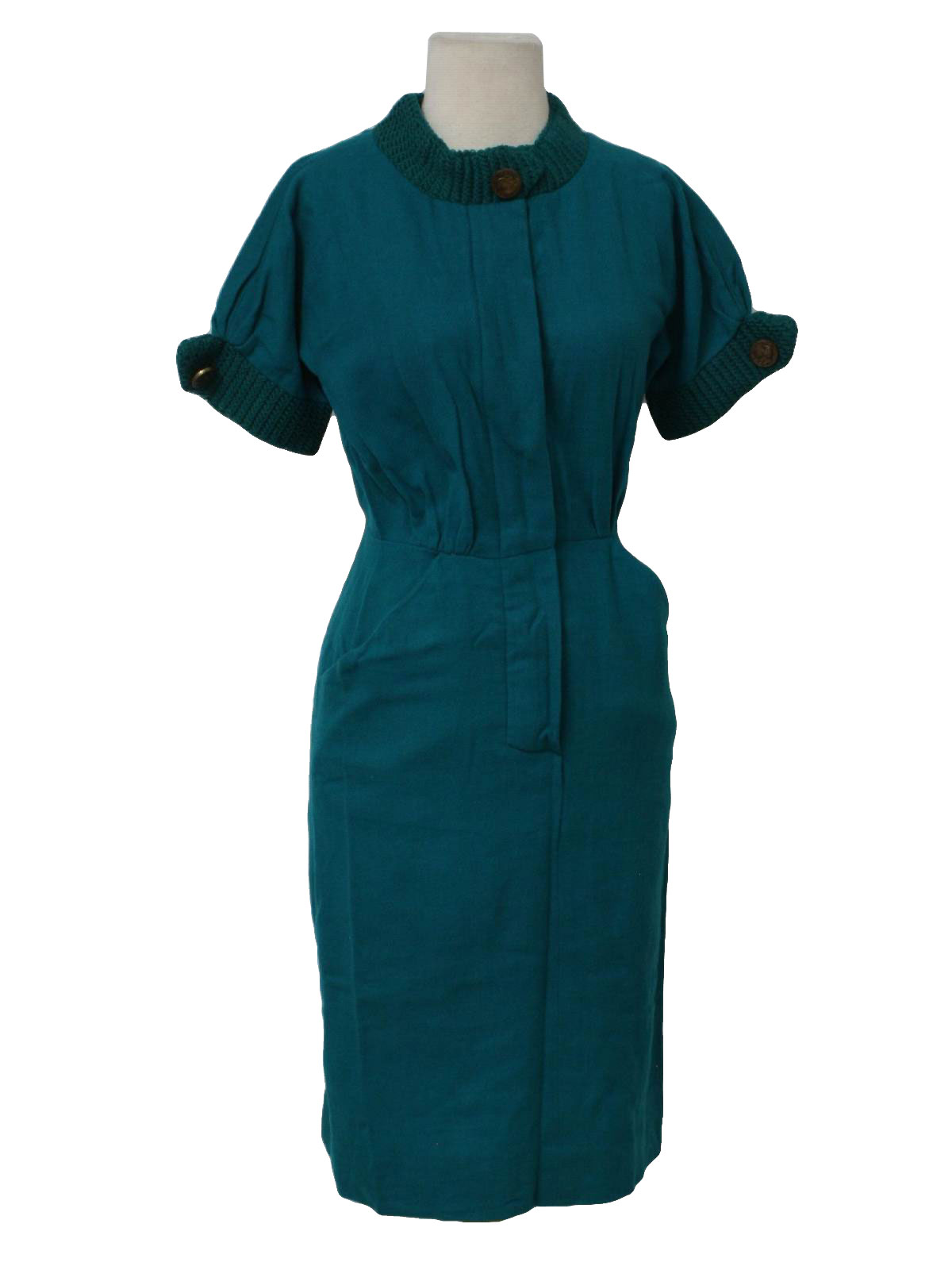 Retro 1950's Dress (Size Label) : Late 50s -Size Label- Womens aqua ...