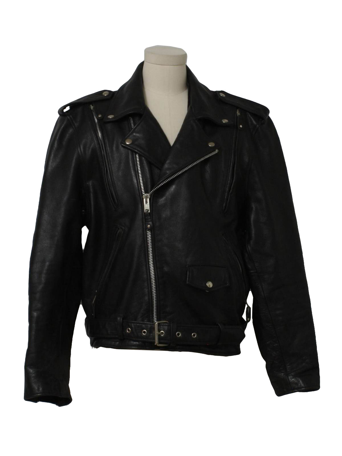Vintage 1990's Leather Jacket: 90s -Classic Leather Gear- Mens black ...