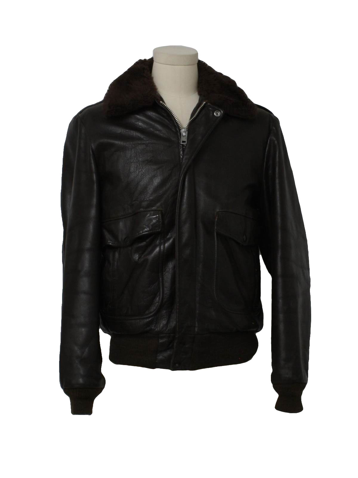 Seventies Vintage Leather Jacket: 70s -Aberdeen- Mens dark