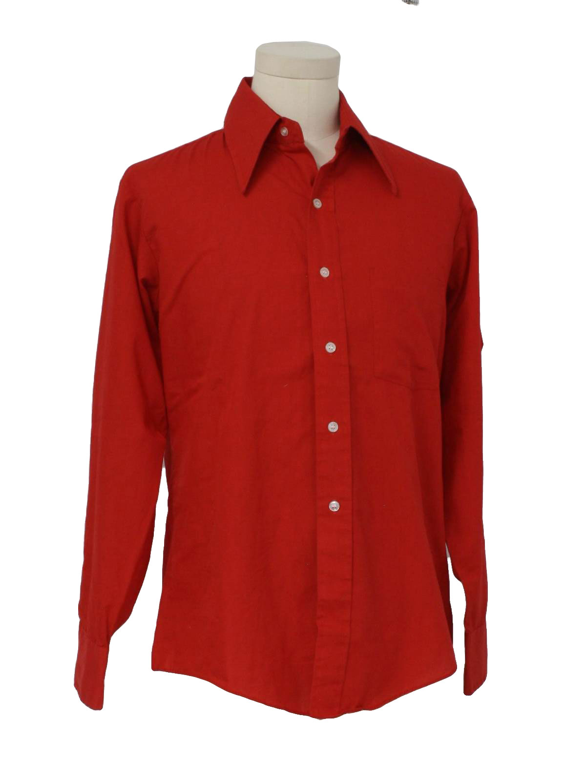 1970's Shirt (Sears): 70s -Sears- Mens cherry red cotton and polyester ...