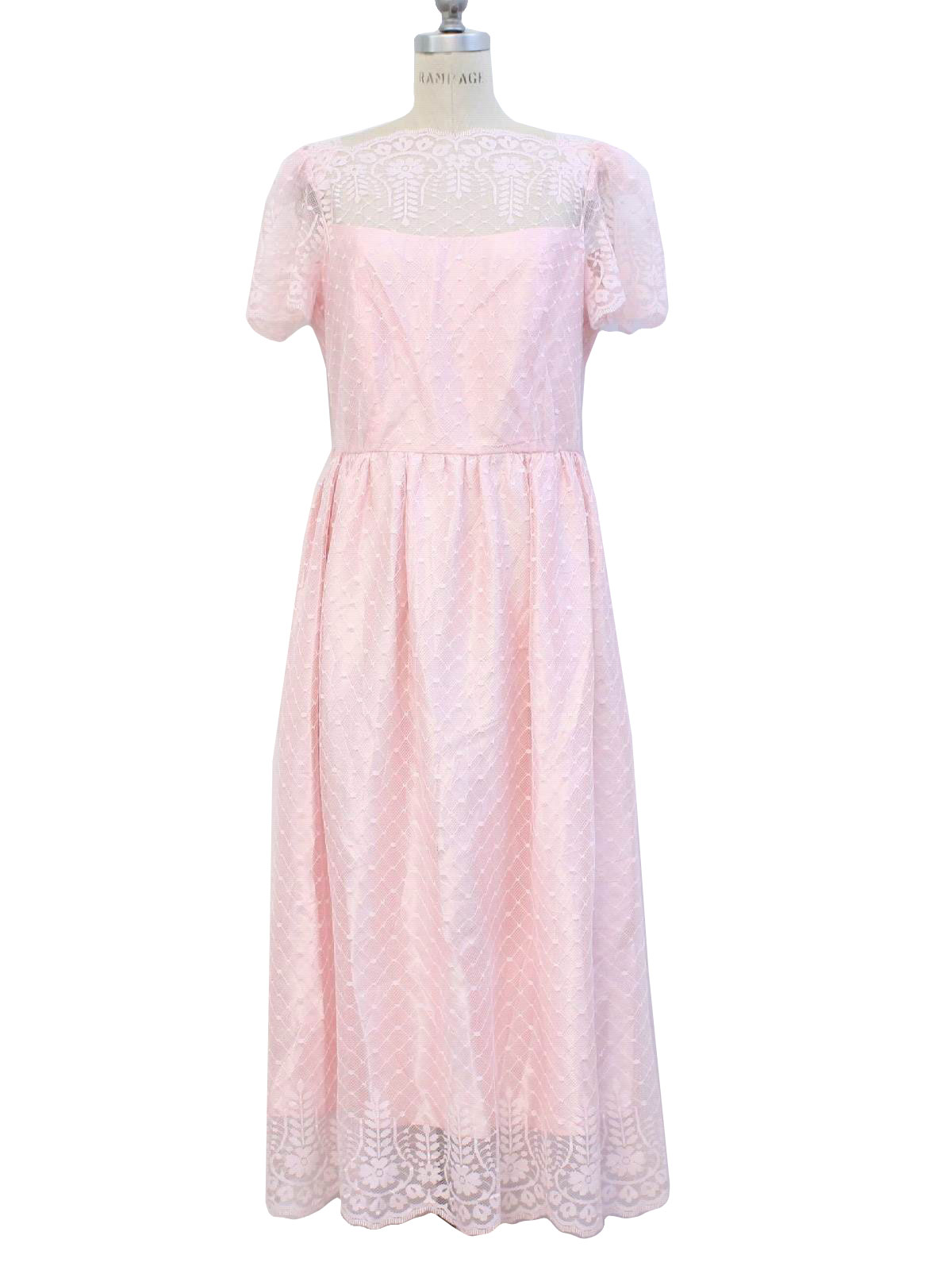 JCPenney 70&#39;s Vintage Cocktail Dress: 70s -JCPenney- Womens petal pink and white polyester blend ...