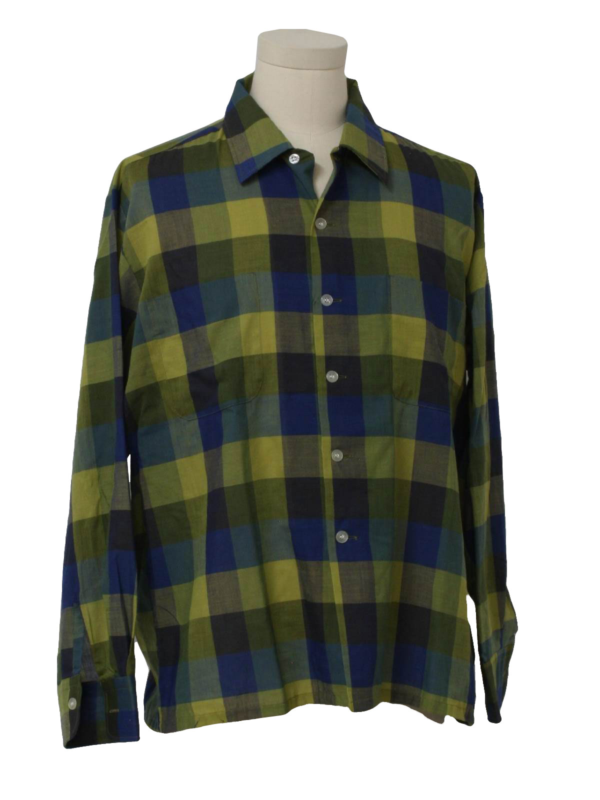 60s Retro Shirt: Early 60s -Brent- Mens shaded blue and green shaded ...