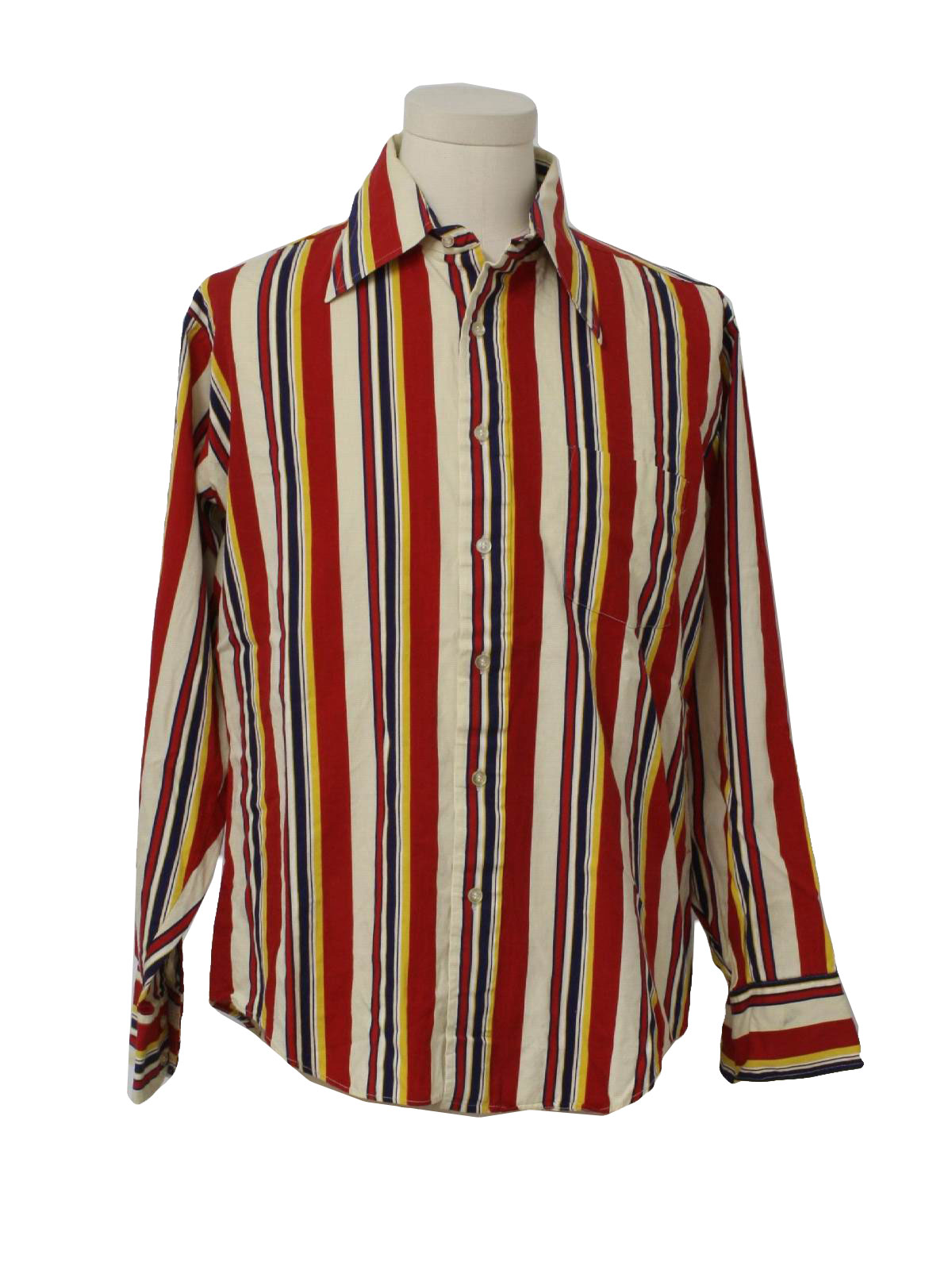 Retro 1970s Shirt: Late 70s -Career Club- Mens red, natural cream ...
