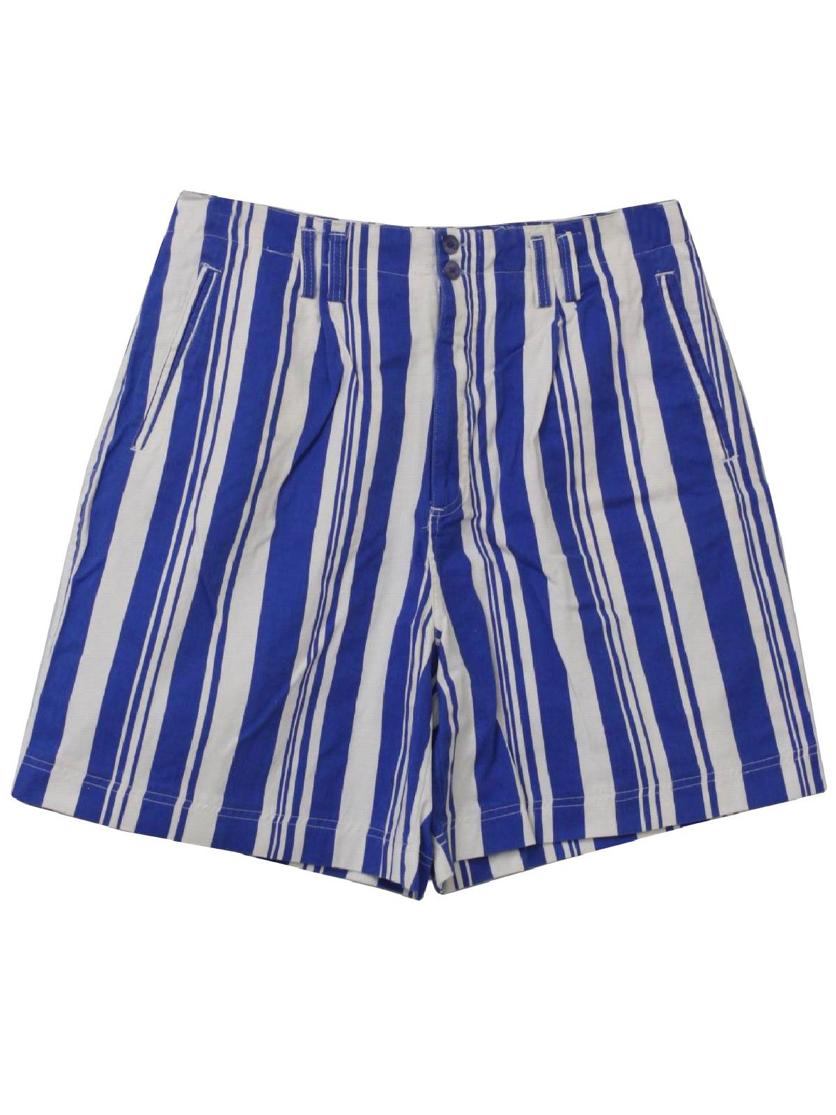 90s Retro Shorts: 90s -Basic Editions- Womens blue and white vertical ...