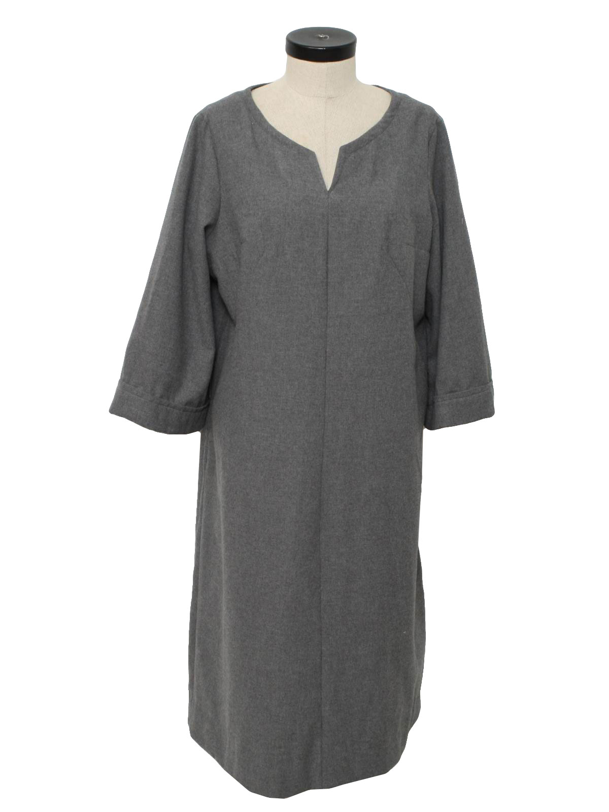 Seventies Home Sewn Dress: 70s -Home Sewn- Womens grey, blended wool ...