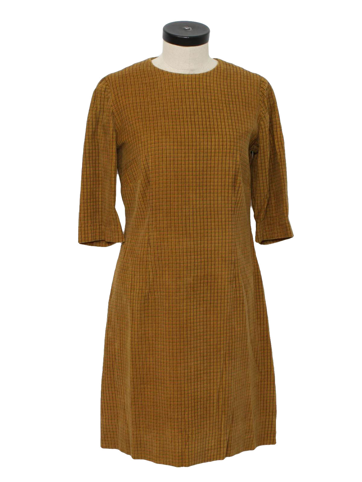 Vintage 70s Dress: 70s -Home Sewn- Womens gold, corduroy, mid-length ...