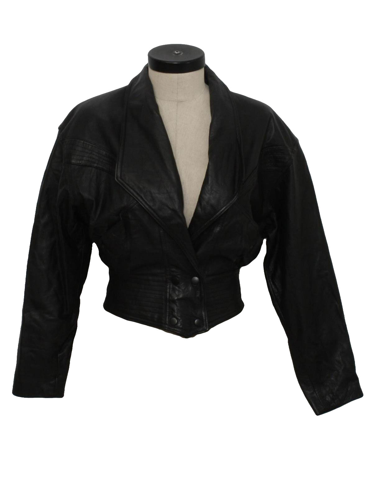 Vintage Chia 80's Leather Jacket: 80s -Chia- Womens black, longsleeve ...