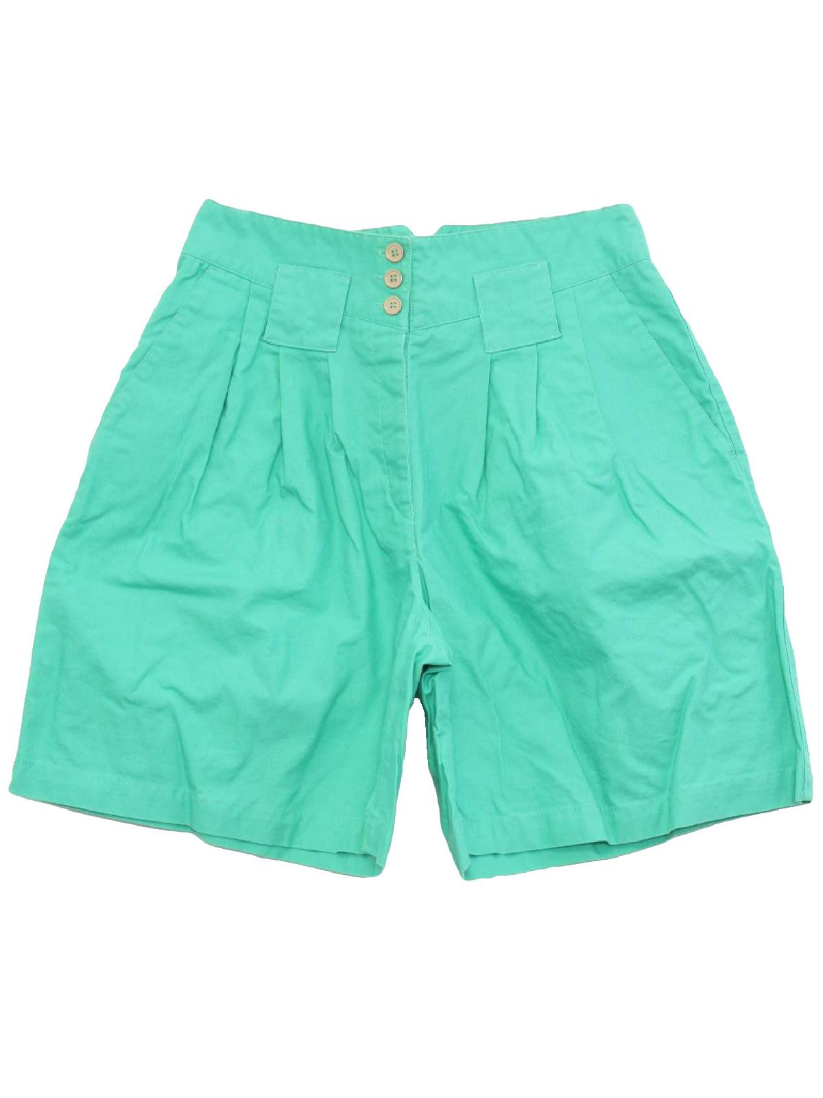 Vintage AJ Eighties Shorts: 80s -AJ- Womens teal green cotton high ...