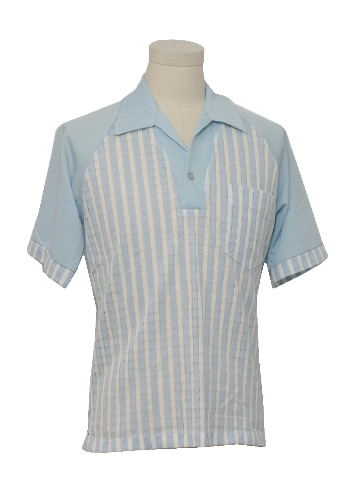 Retro 1970s Knit Shirt: 70s -John Blair- Mens powder blue background ...