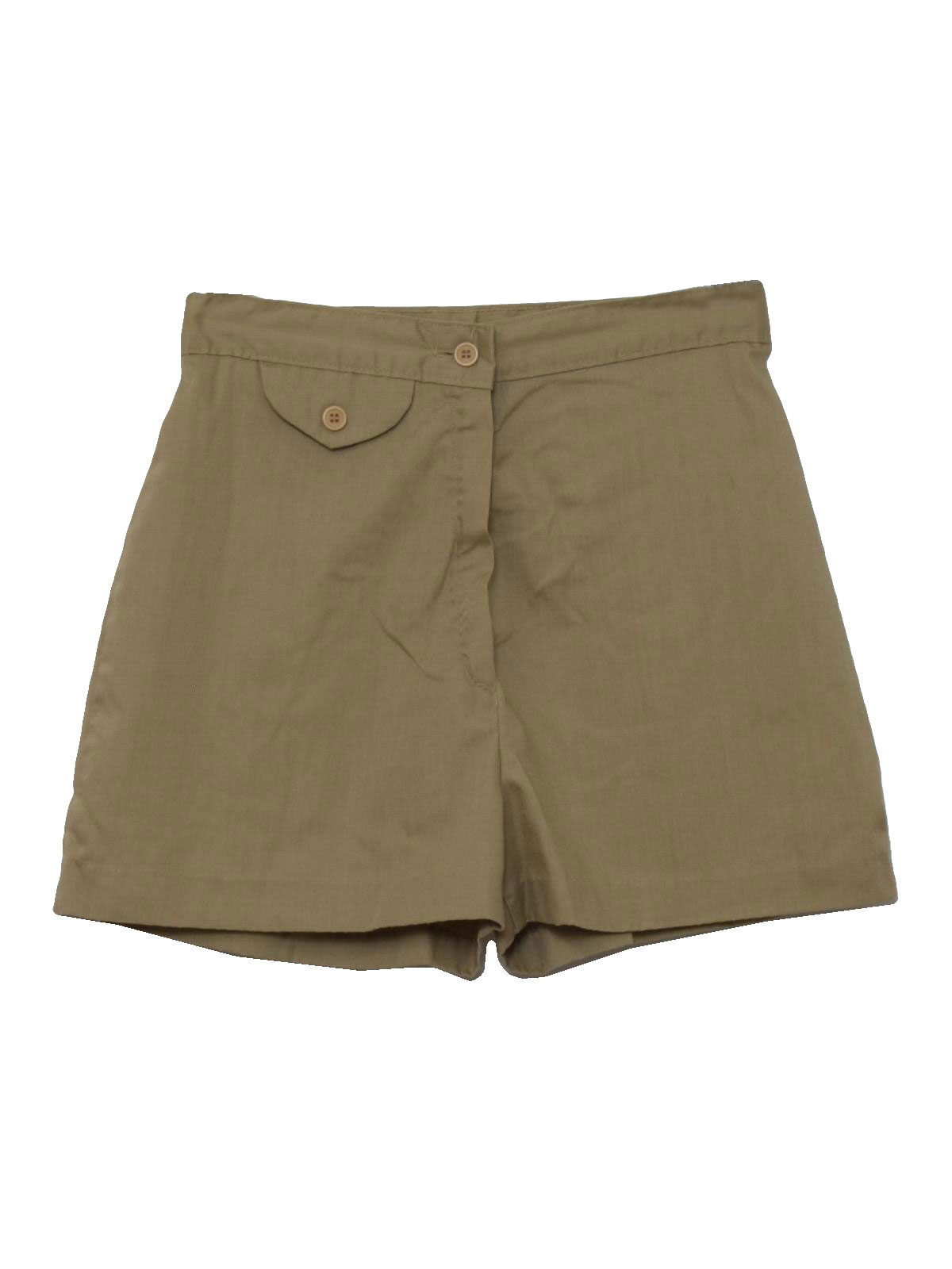 Retro 70's Shorts: 70s -Care Label- Womens khaki tan polyester and ...