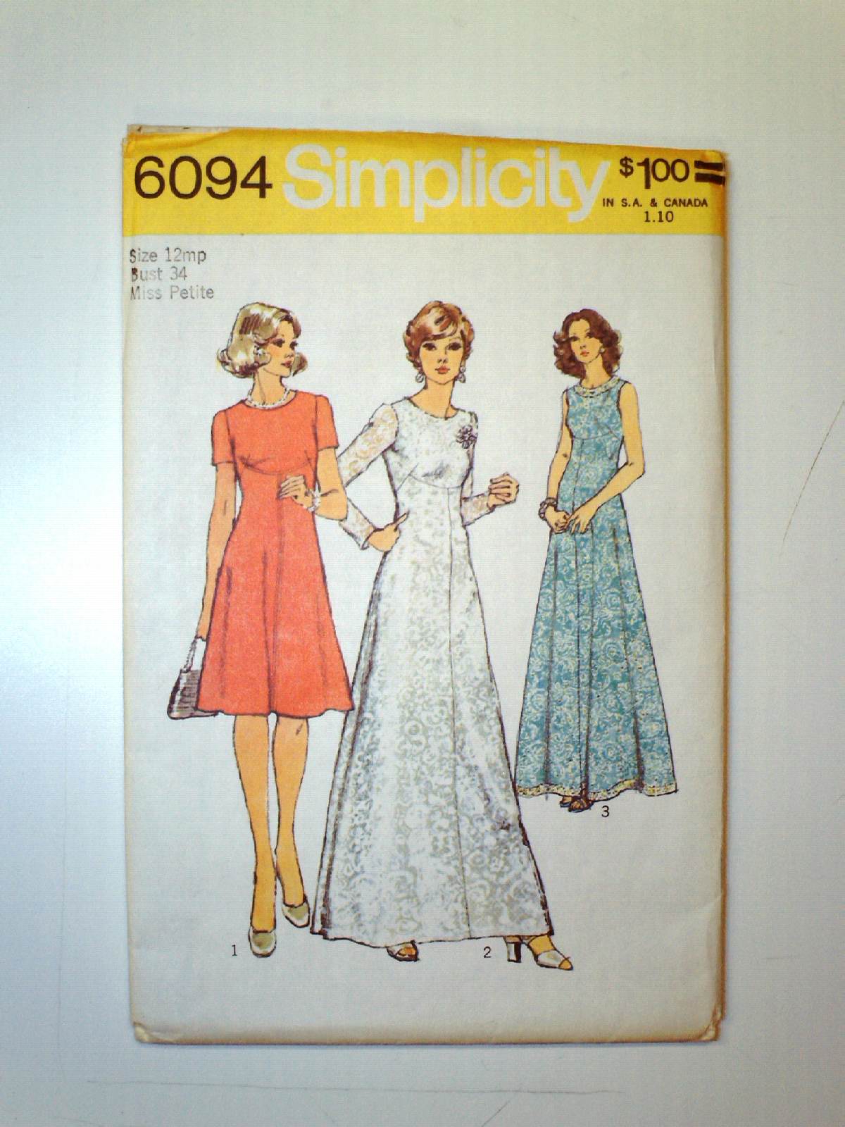 1970 s Sewing Pattern 70s Simplicity Pattern No 6094 Womens dress