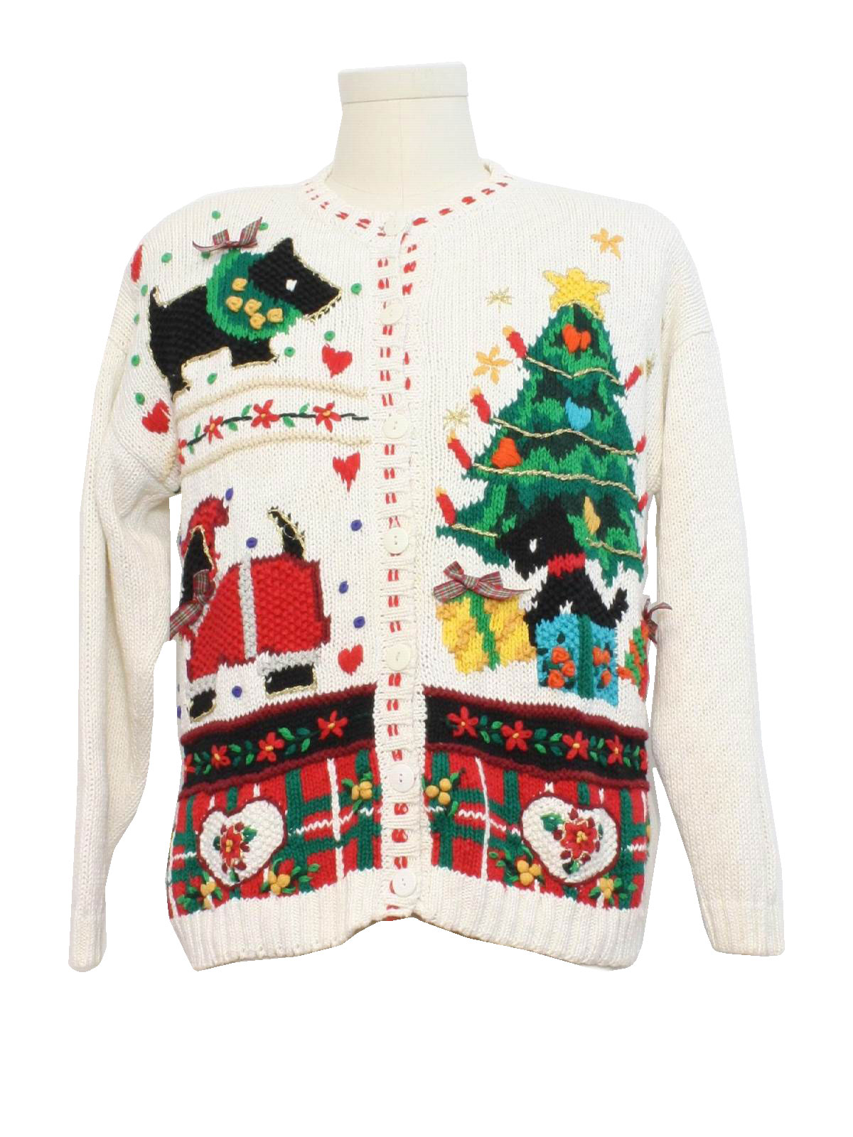 Womens Ugly Christmas Sweater: -Andrea Lauren- Womens ivory background ...