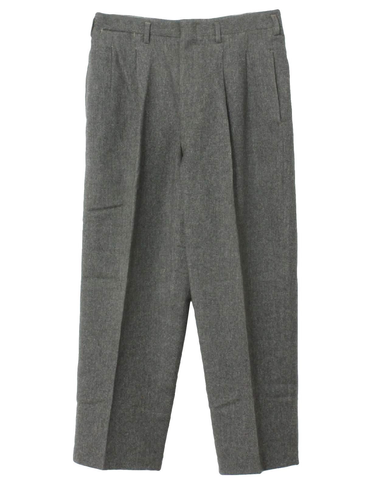 Vintage 1940's Pants: 40s -Missing Label- Mens charcoal grey heavy wool ...