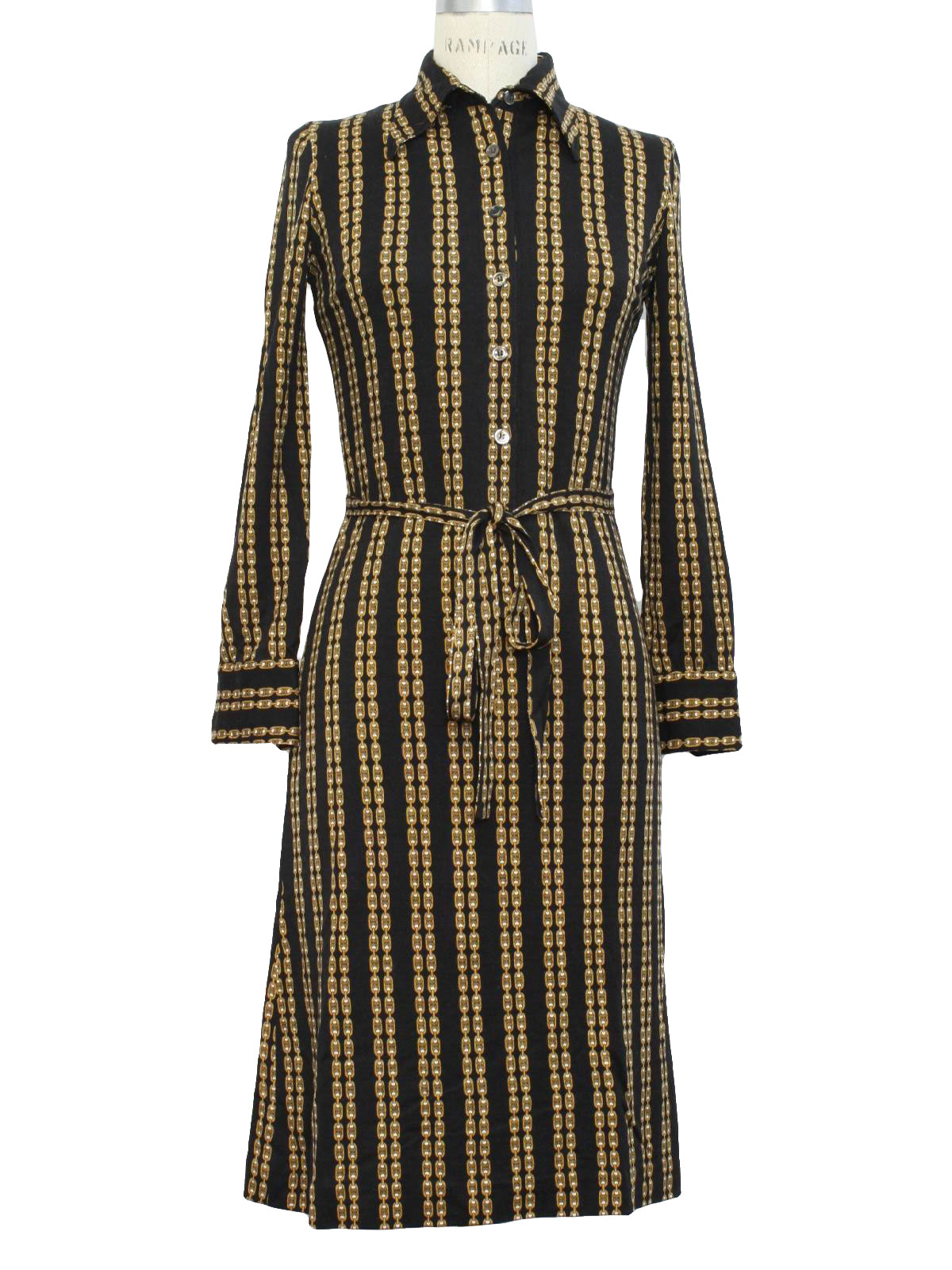 1960s Vintage Dress: 60s -Celine Paris- Designer Womens black, gold and ...