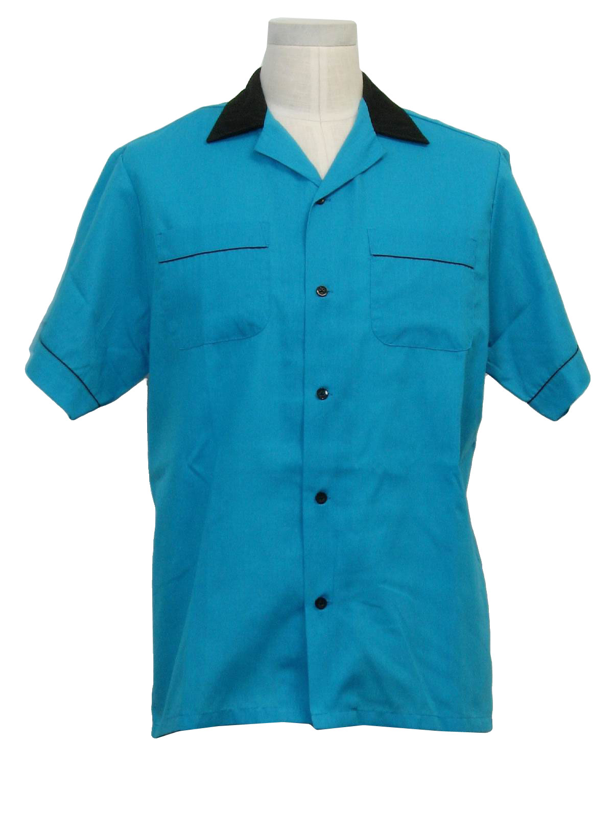 1990's Retro Bowling Shirt: 90s -Cruisin USA- Mens peacock blue ...