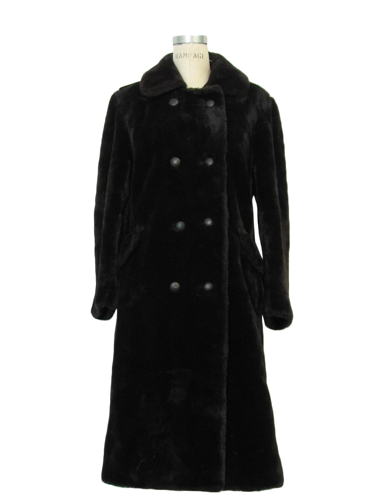 Retro Sixties Jacket: 60s -Betty Rose- Womens sable black plush acrylic ...