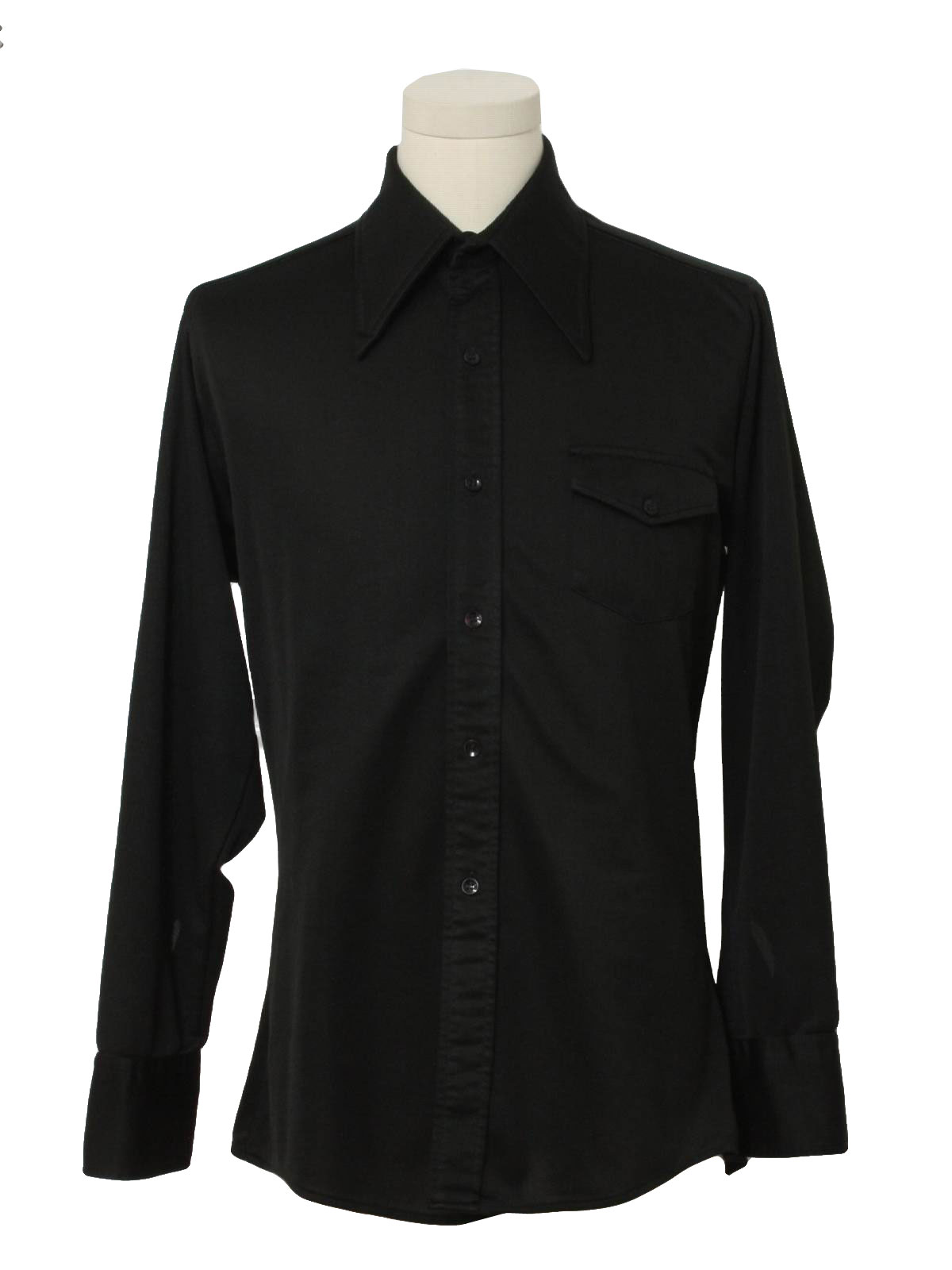70s Shirt (Missing Label): 70s -Missing Label- Mens black shiny ...