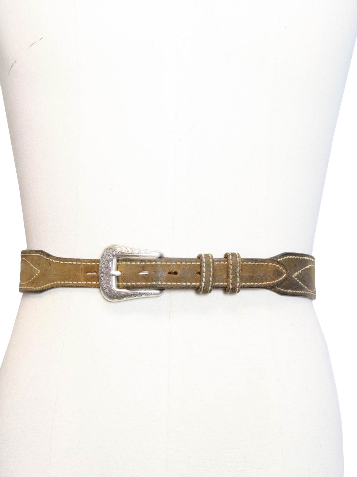 1970's Retro Belt: 70s -Group 10- Mens moss green well worn leather ...