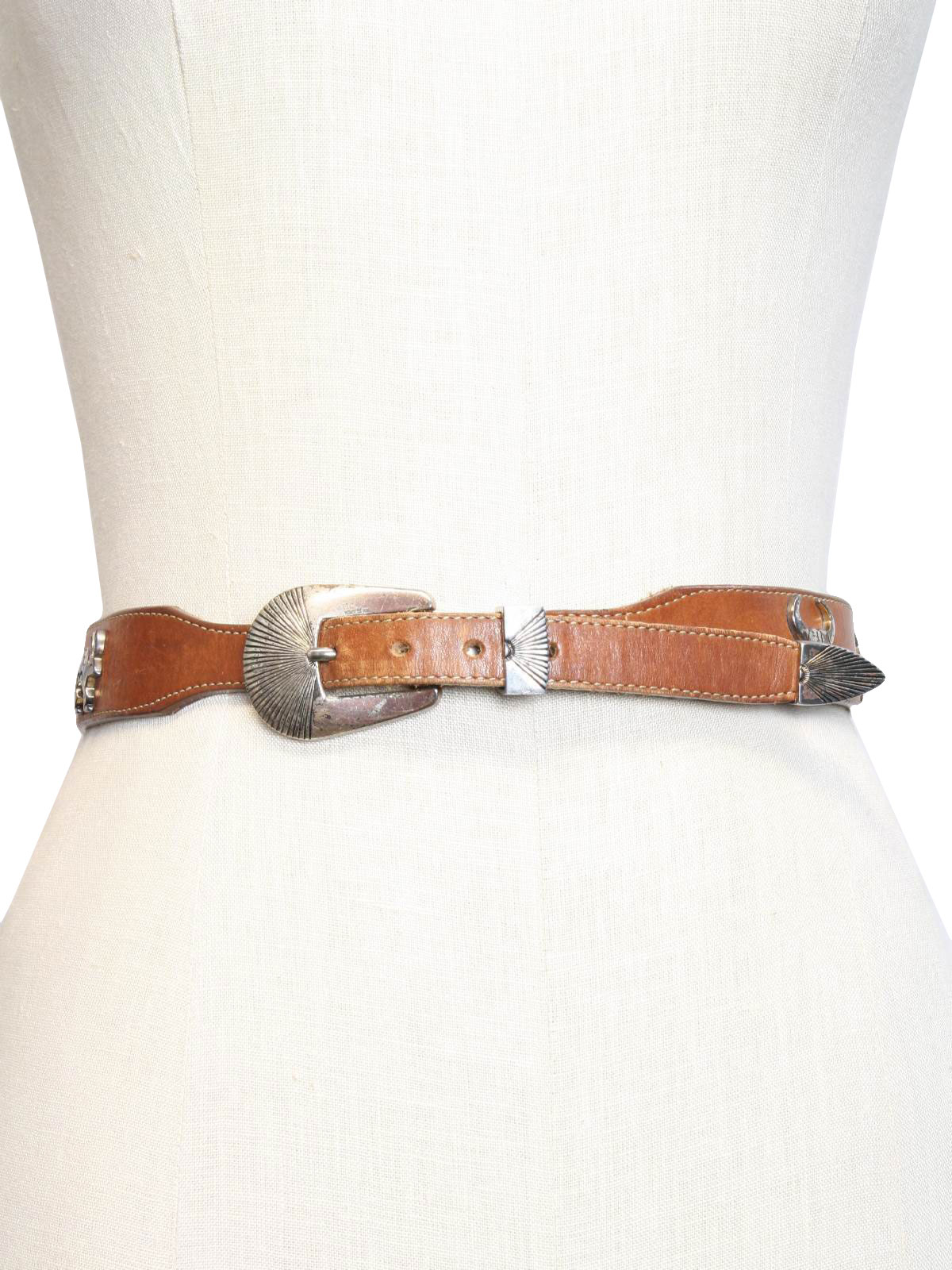 Vintage Silver Creek 80&#39;s Belt: 80s -Silver Creek- Womens tan leather well worn western belt ...