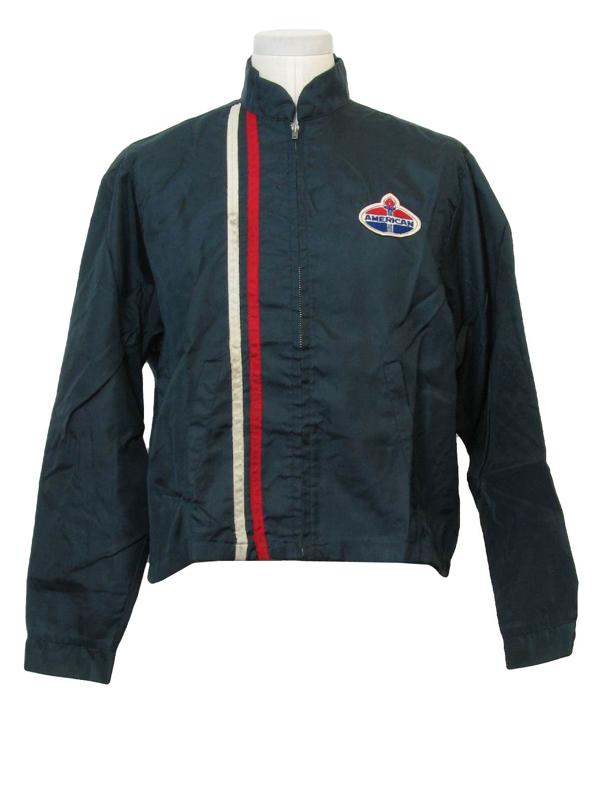 70s Retro Jacket: 70s -Unitog- Mens midnight blue slinky nylon ...